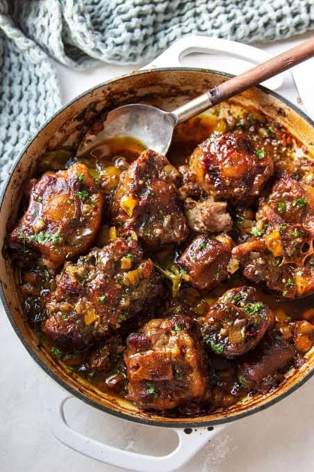 Slow-braised Caribbean oxtail with rice and peas