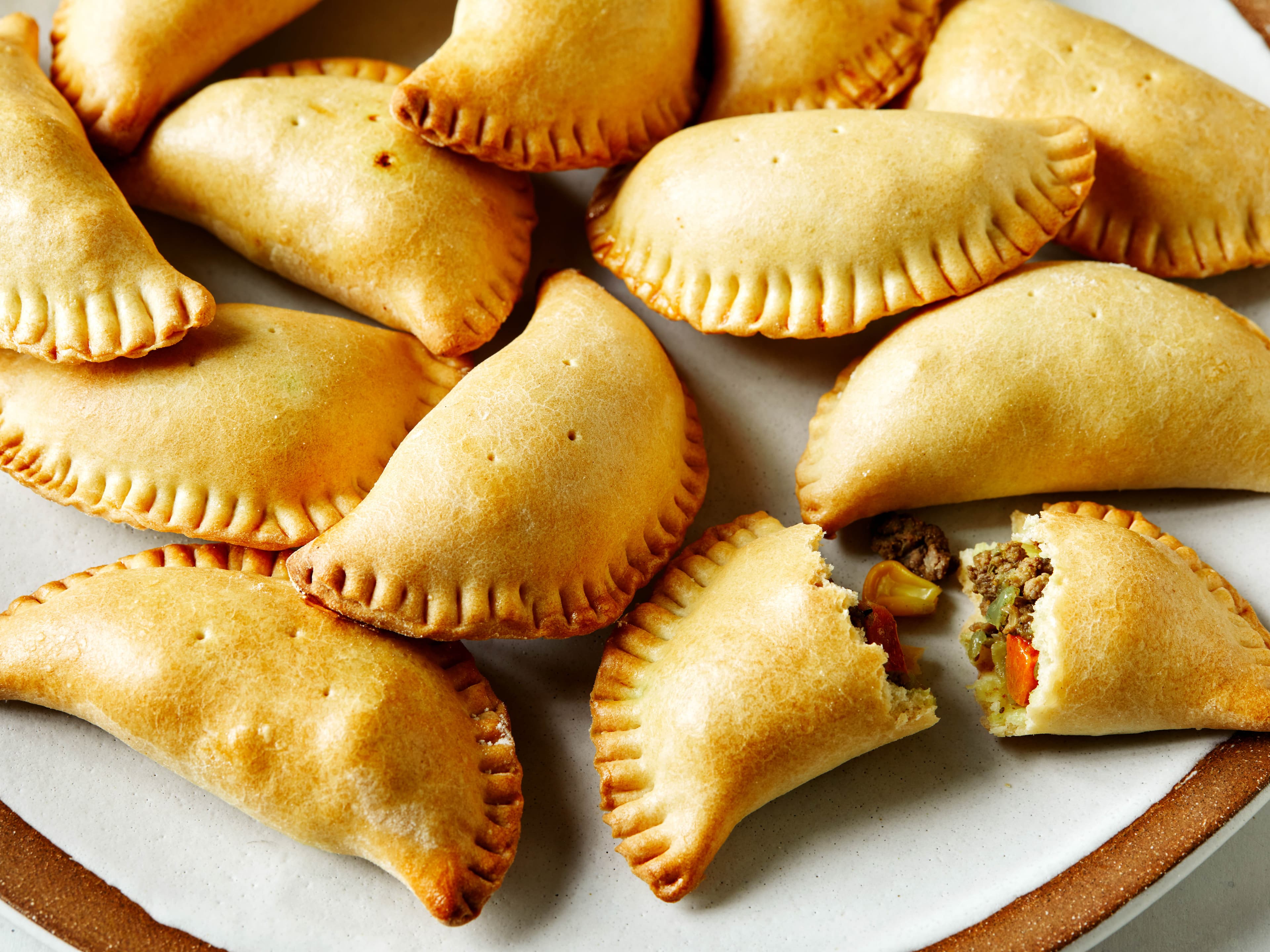 Golden, flaky meat-filled pastry