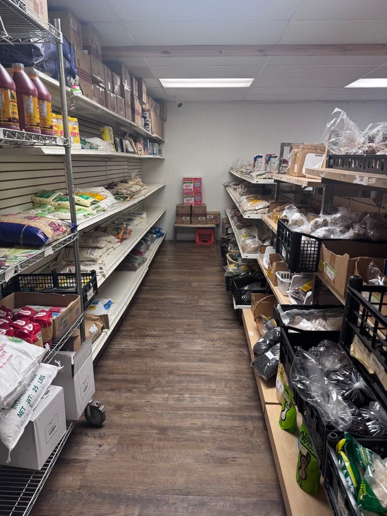 Rice, grains and dried soup ingredients stocked in the grocery aisle